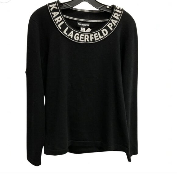 KARL LAGERFELD PULLOVER KNITTED SWEATER SZ S OVERSIZED CHIC EMO GOTHIC BLACK - Picture 2 of 7